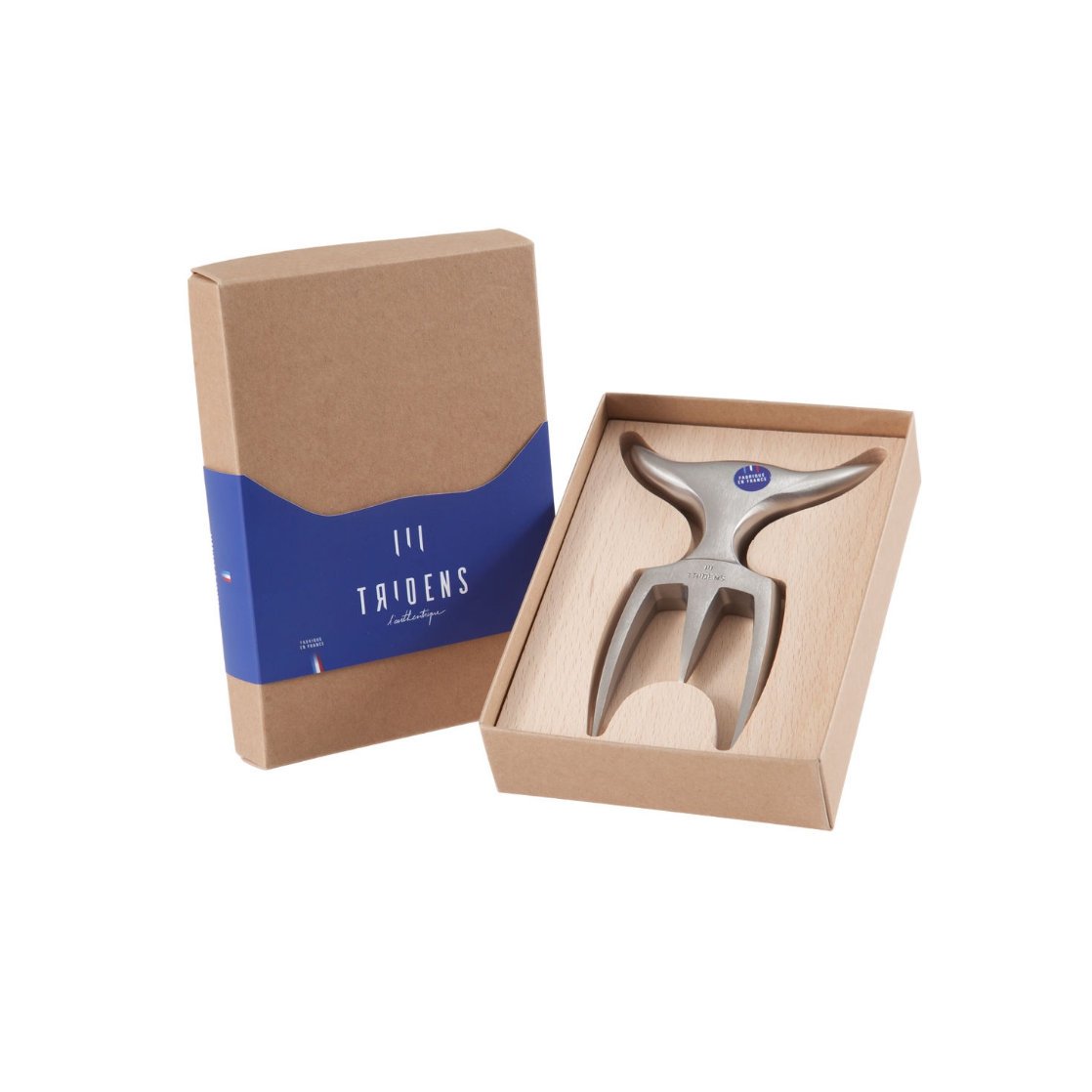 Brushed tridens fork with wooden base - Tridens