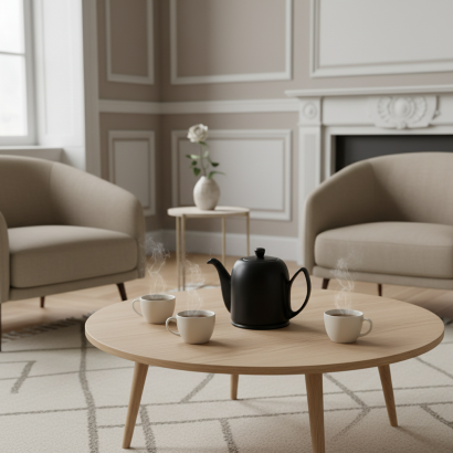 Black Teapot Degrenne  with Black Lid in a Parisian apartment