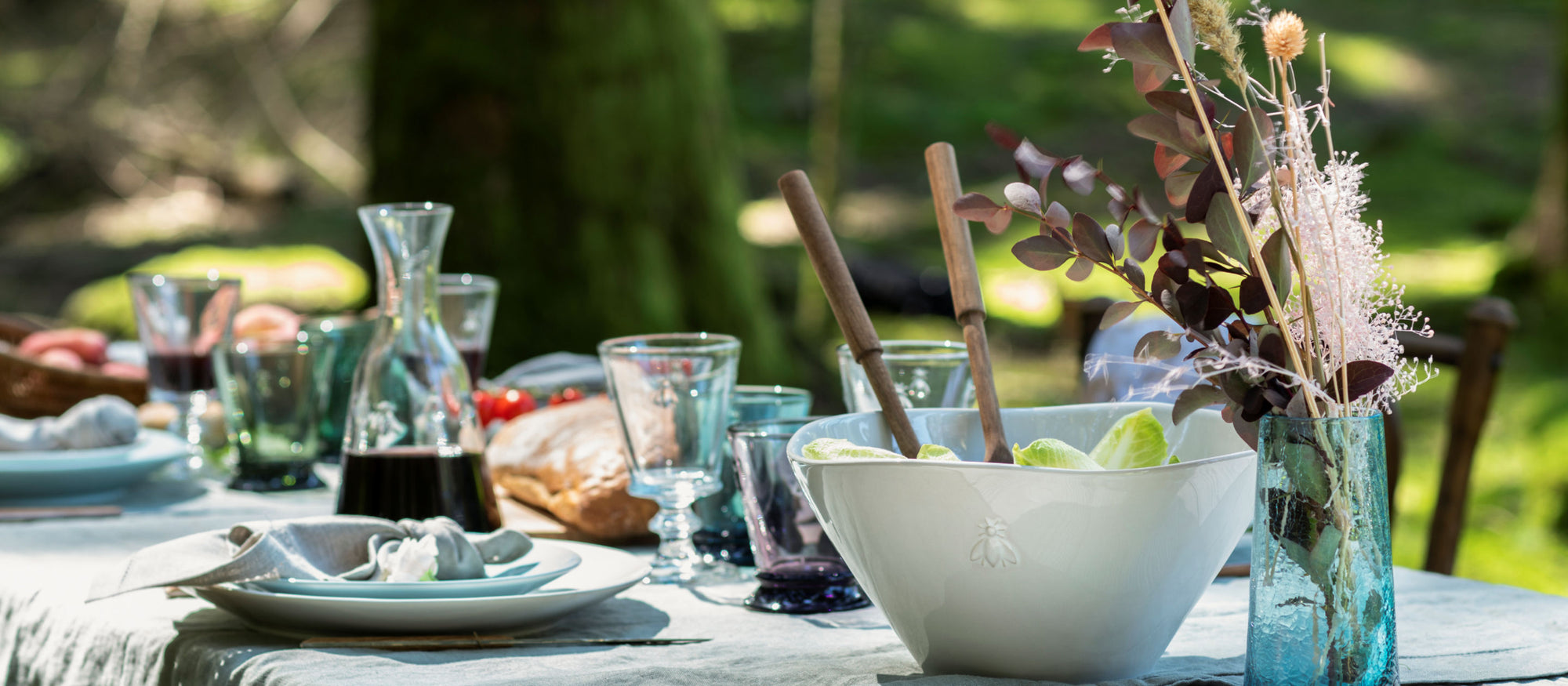 Lunch table in a French garden