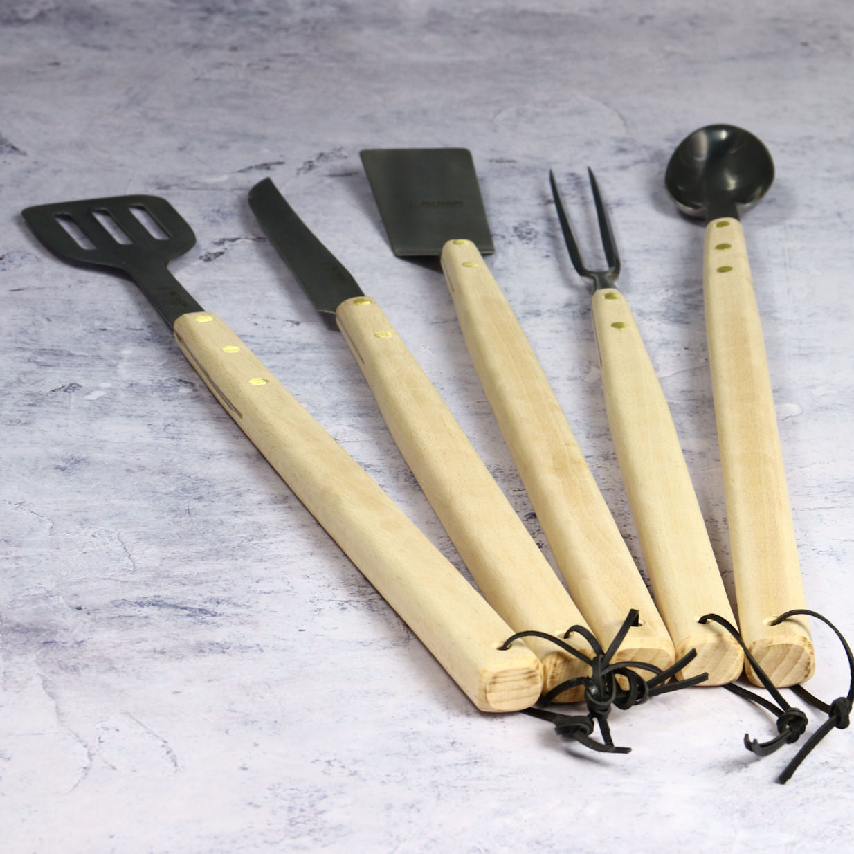 BBQ Set wood Handle on Marble