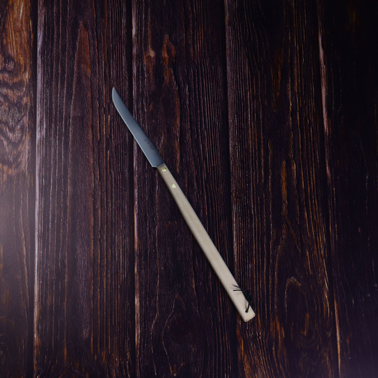 BBQ Knife wood Handle on Wood Topshot