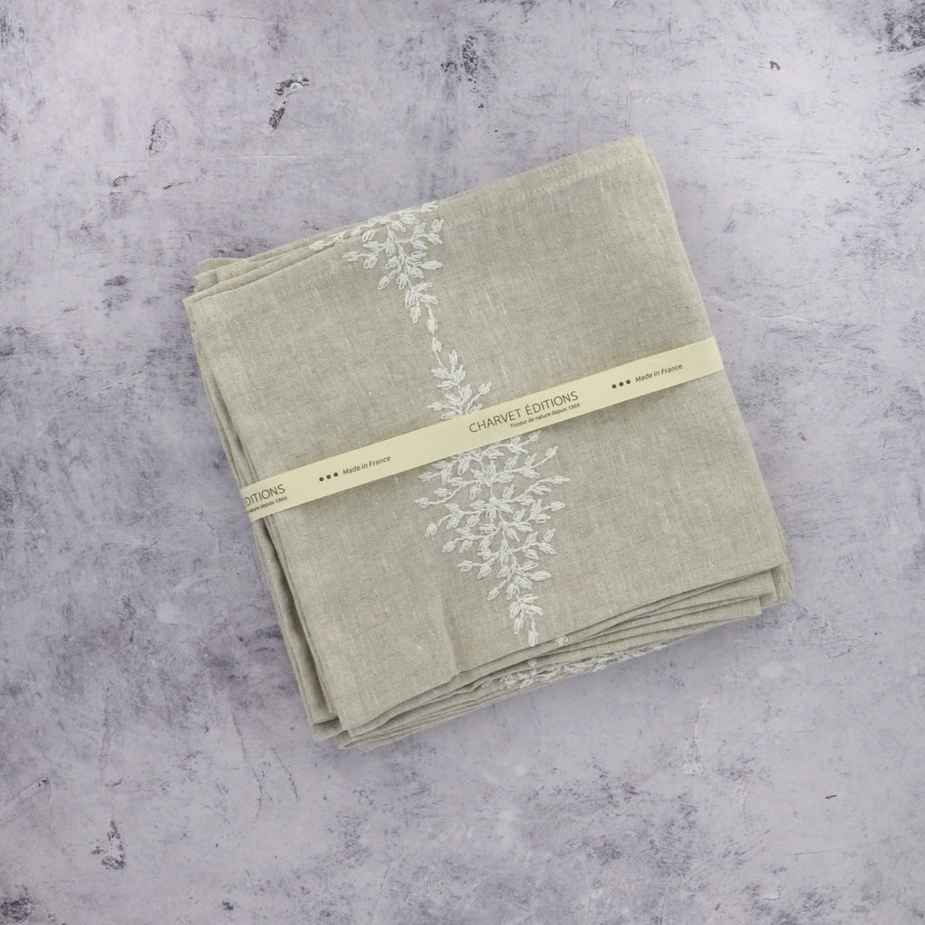 Charvet Edition Embroidered Napkins on Concrate