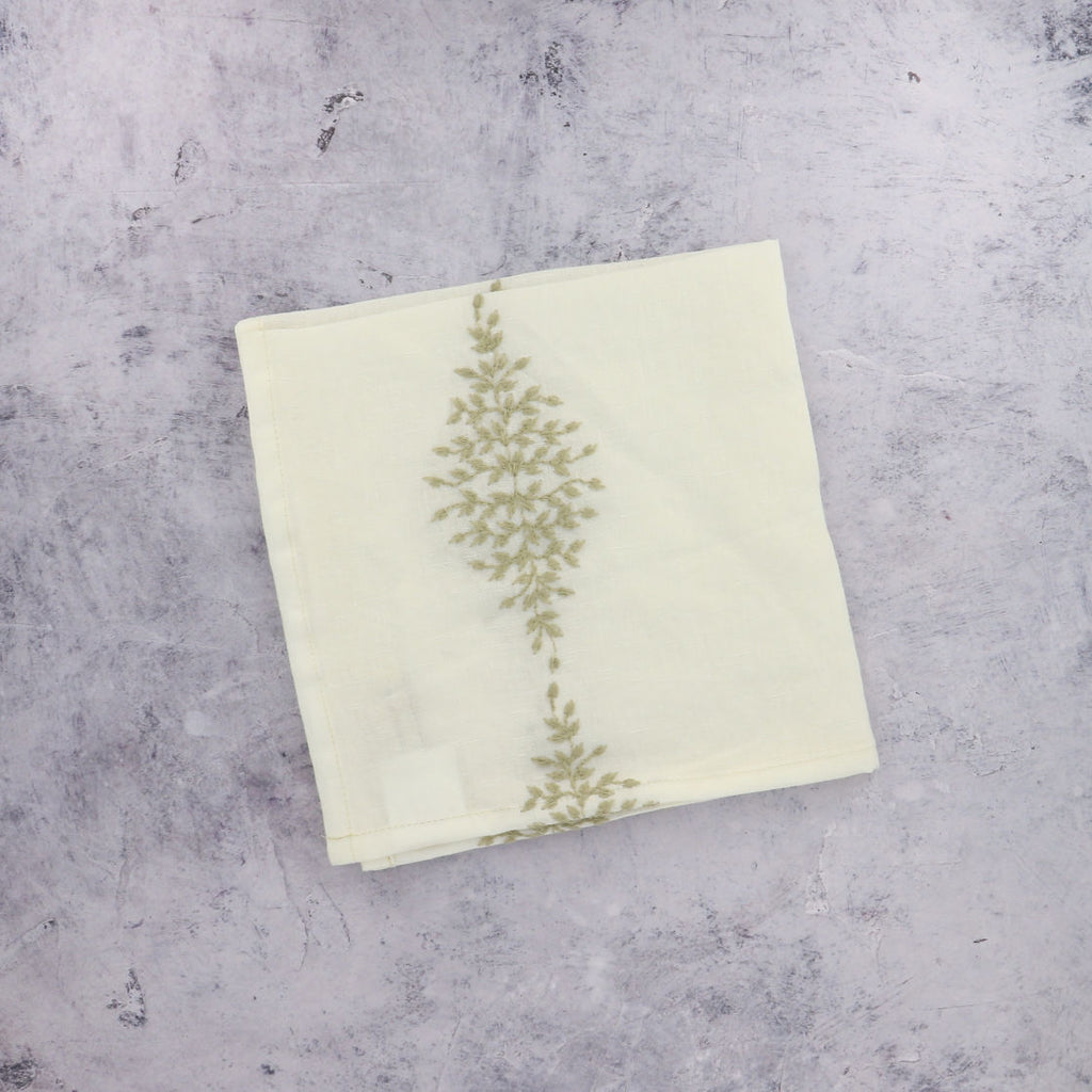 Charvet Edition Embroidered Napkins White on Concrate