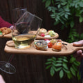 Cocktail Plate Glass Holder with Food and Galls of Wine