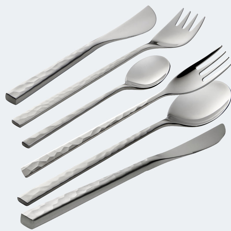 24 piece flatware set fuse hammered finish - Degrenne